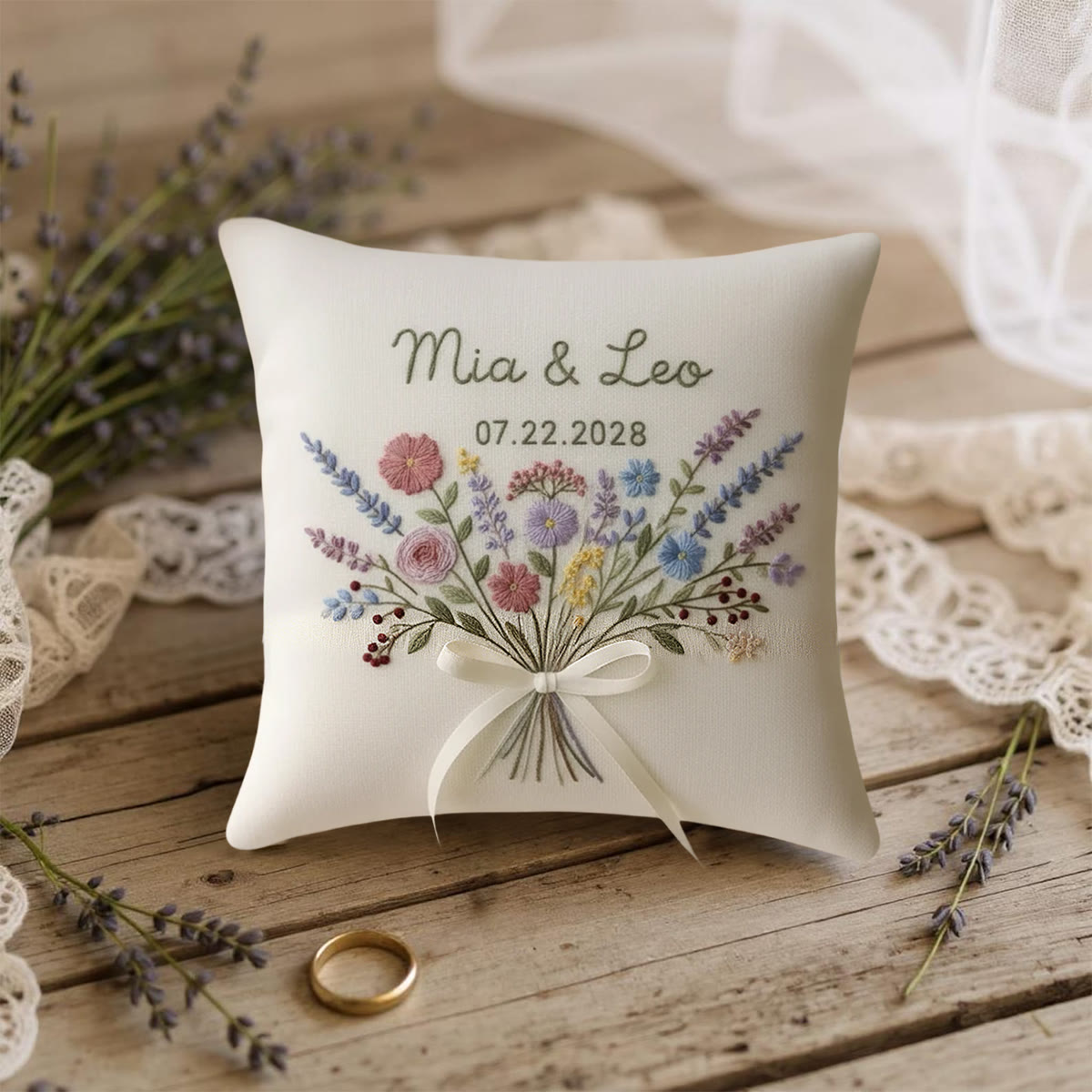 Rubbyoo Personalized Ring Bearer Pillow Embroidery Kit - Colorful Floral Bouquet | Beginner-friendly Handcraft | Elegant Gifting - image 11