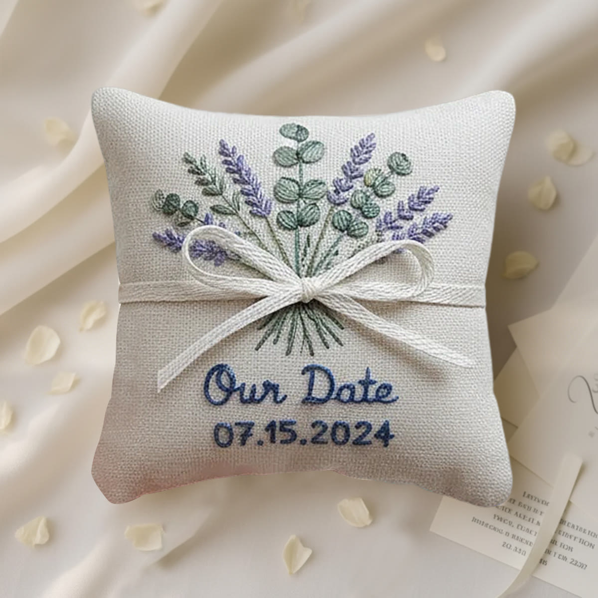 Rubbyoo Personalized Ring Bearer Pillow Embroidery Kit - Lavender Eucalyptus Bouquet | Newbie-friendly Diy Craft | Gift For Her - 6 inches hoop kit - image 1