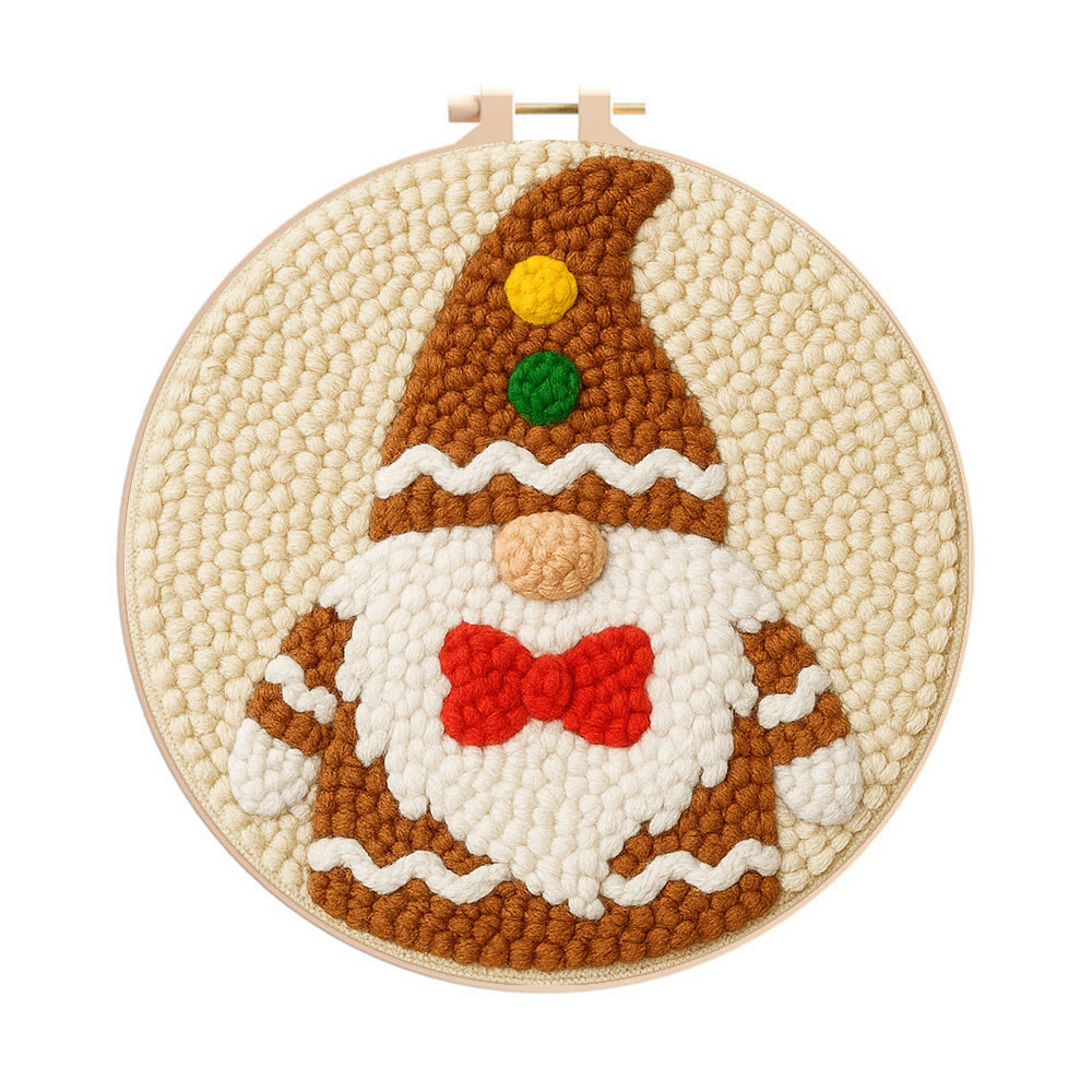 Cute Gnome Punch Needle Kit – Beginner-friendly Project | Charming Handmade Decorative Wall Art - 8 inch Hoop Kit - image 1