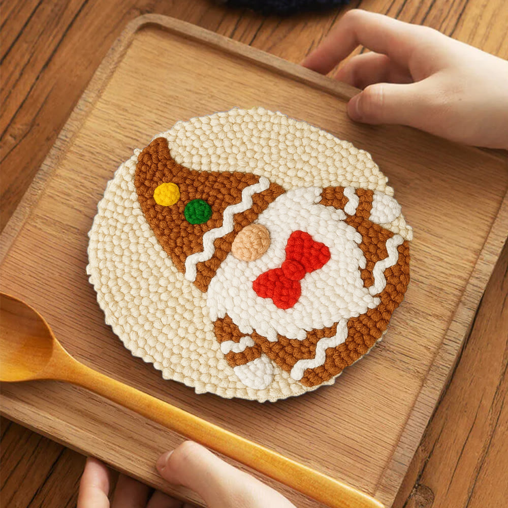 Cute Gnome Punch Needle Kit – Beginner-friendly Project | Charming Handmade Decorative Wall Art - 5 inch Coaster Kit - image 4