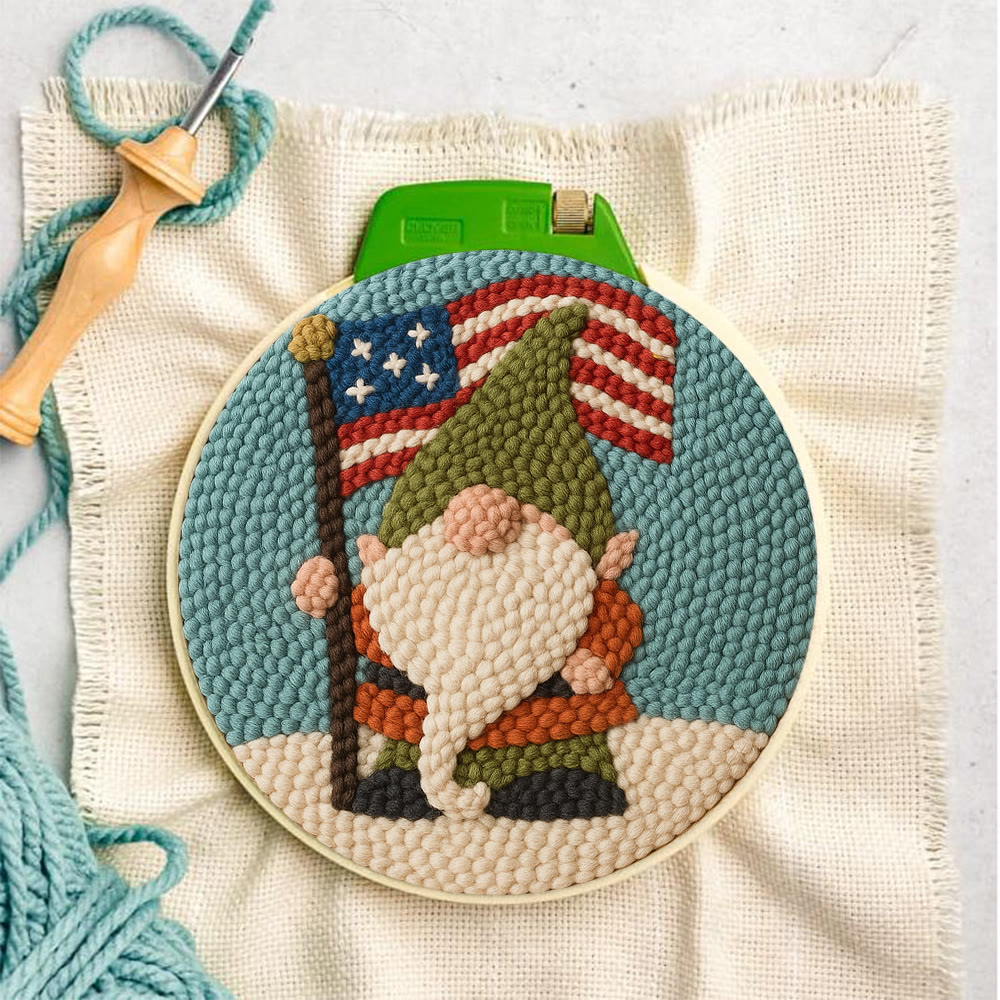 American Flag Patriotic Gnome Punch Needle Kit – Holiday Top Pick | Playful Decorative Accent - image 3