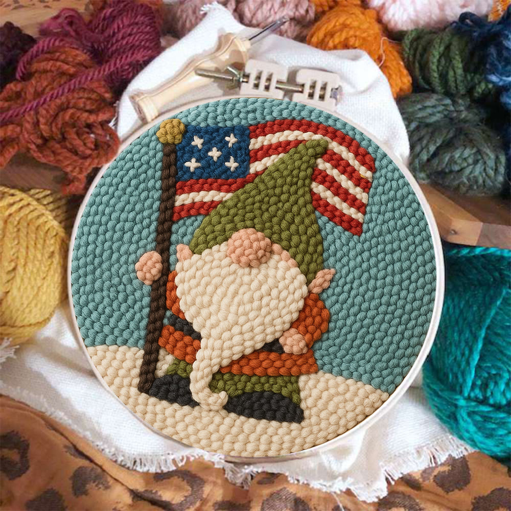 American Flag Patriotic Gnome Punch Needle Kit – Holiday Top Pick | Playful Decorative Accent - image 2