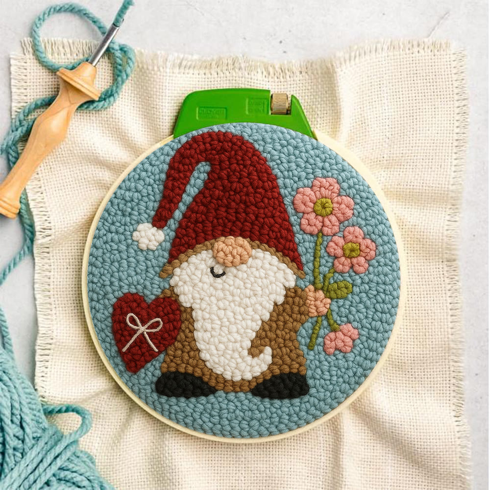 Heart and Flower Themed Gnome Punch Needle Kit – Romantic Gifting Top Pick | Warm Decorative Accent - image 2