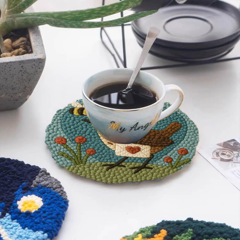 Bird and Bee Heart-Themed Punch Needle Kit – Beginner-Friendly DIY Choice | Charming Decorative Piece - image 5