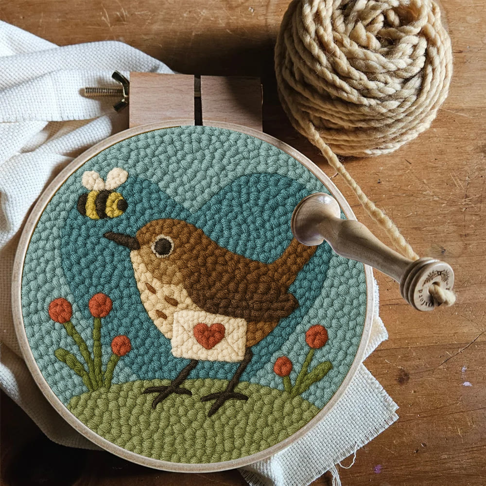 Bird and Bee Heart-Themed Punch Needle Kit – Beginner-Friendly DIY Choice | Charming Decorative Piece - image 10