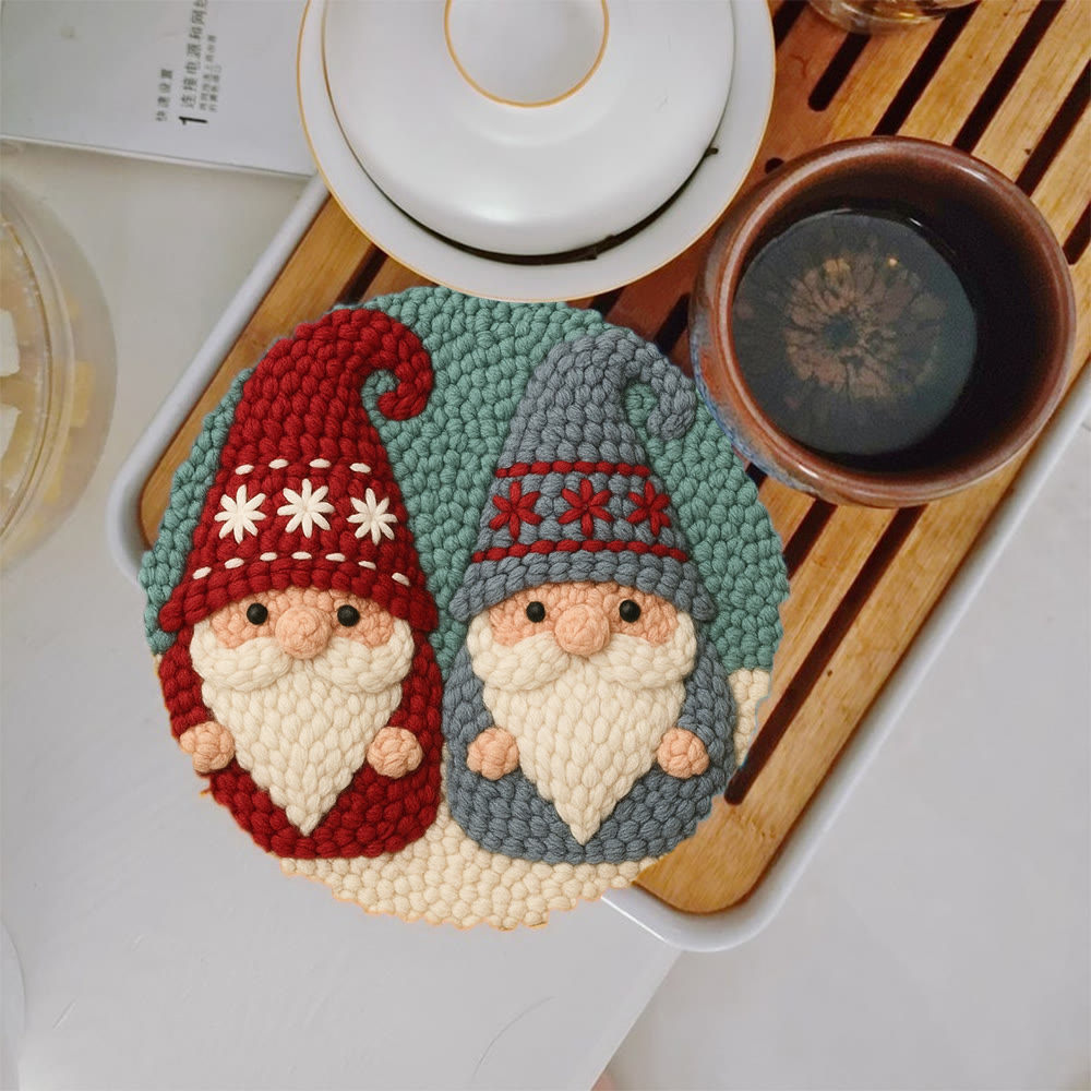 Dual Snowflake-embellished Gnome Punch Needle Kit – Go-to Gifting Selection | Delicate Wall Hanging Ornament - 5 inch Coaster Kit - image 4