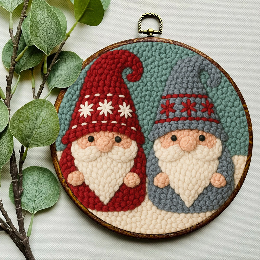 Dual Snowflake-embellished Gnome Punch Needle Kit – Go-to Gifting Selection | Delicate Wall Hanging Ornament - image 3