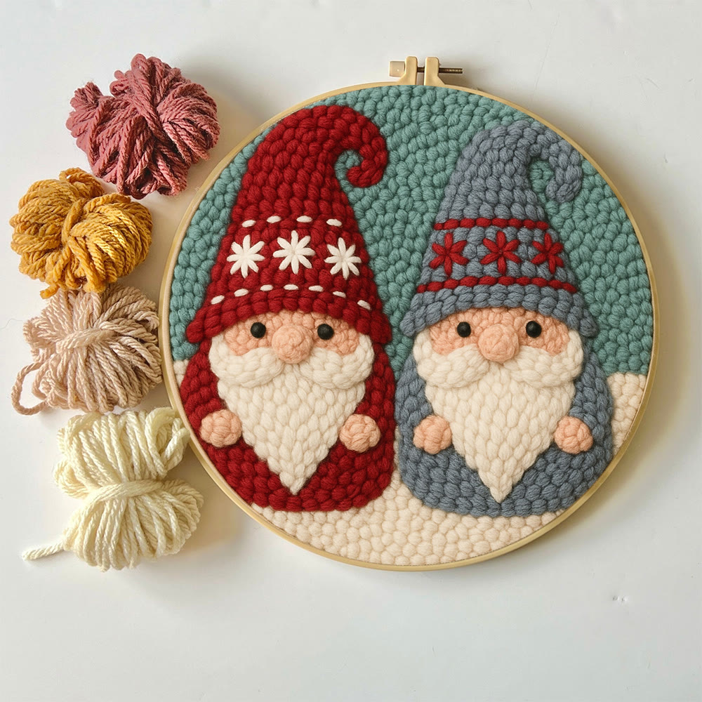 Dual Snowflake-embellished Gnome Punch Needle Kit – Go-to Gifting Selection | Delicate Wall Hanging Ornament - image 2