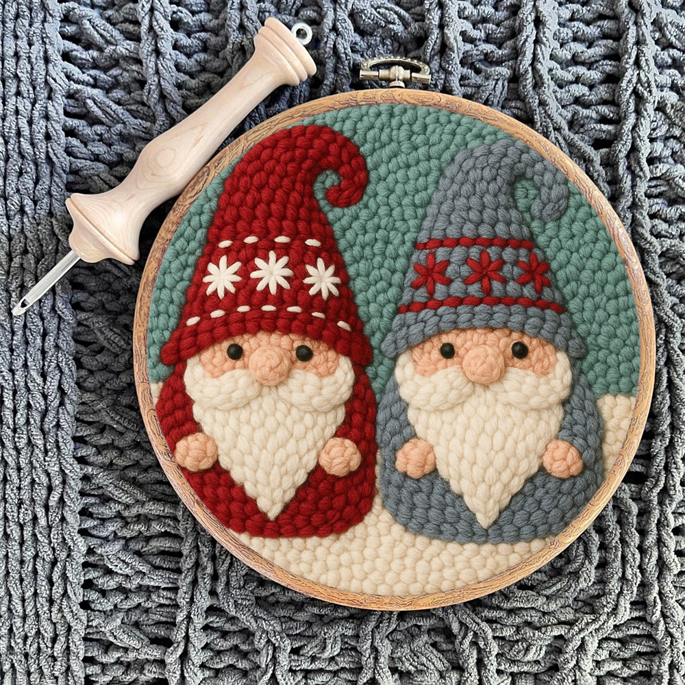 Dual Snowflake-embellished Gnome Punch Needle Kit – Go-to Gifting Selection | Delicate Wall Hanging Ornament - image 11