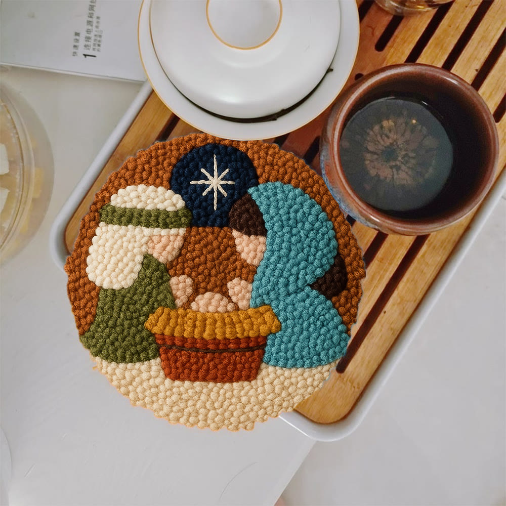 Nativity Scene Themed Punch Needle Kit – Easy DIY Choice | Fun Handmade Craft - 5 inch Coaster Kit - image 4