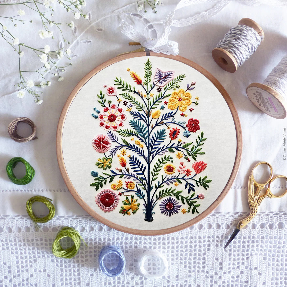 Rubbyoo Embroidery Kit - Blooming Tree | Creative Christmas Tree | Nice Desk Decor  - image 7