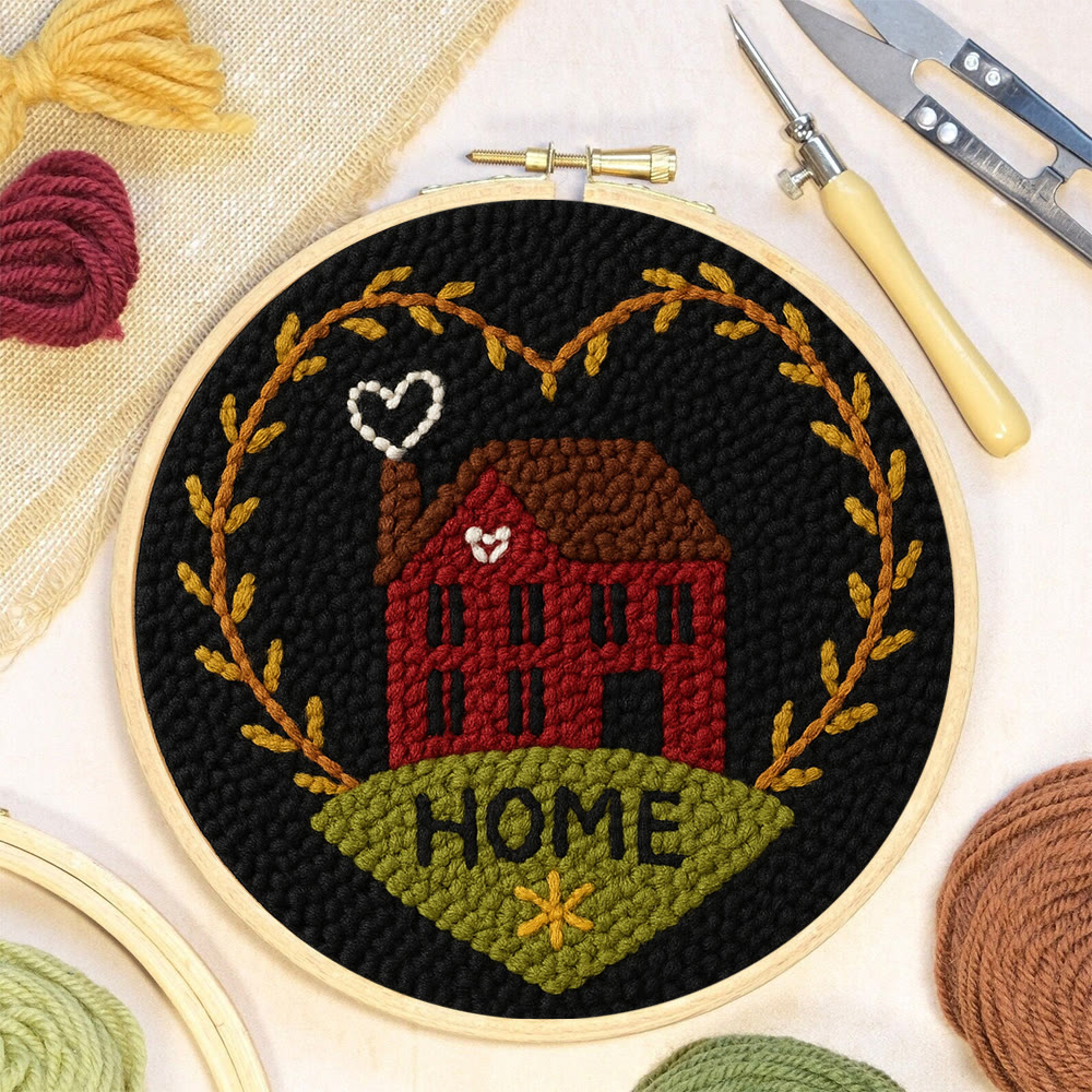 Home-themed House And Wreath Punch Needle Kit – Hassle-free Diy Project | Delightful Handcraft Creation - image 3