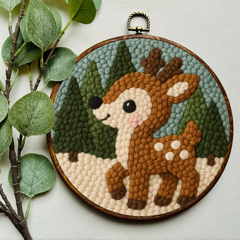 Woodland Fawn Punch Needle Kit – Novice-friendly Handcraft | Cute Hanging Ornament - image 3