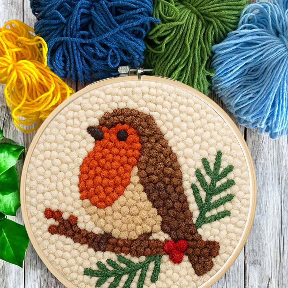 Branch-Perched Robin Punch Needle Kit – Delightful Decor Addition | Uncomplicated Handcraft Art - image 3