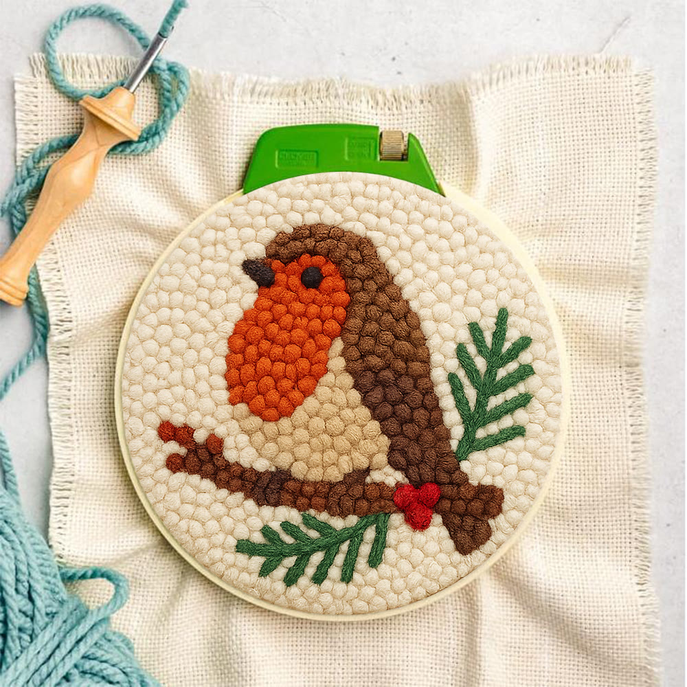 Branch-Perched Robin Punch Needle Kit – Delightful Decor Addition | Uncomplicated Handcraft Art - image 2
