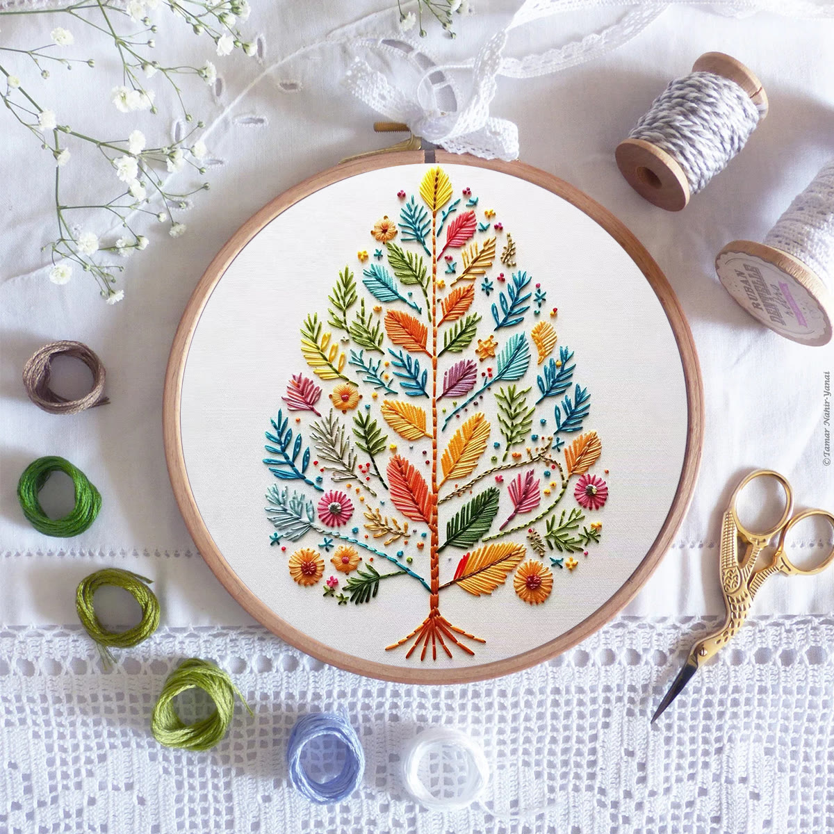 Rubbyoo Embroidery Kit - Charming Tree | Unique Home Ornament | Easy Handmade Craft - image 7