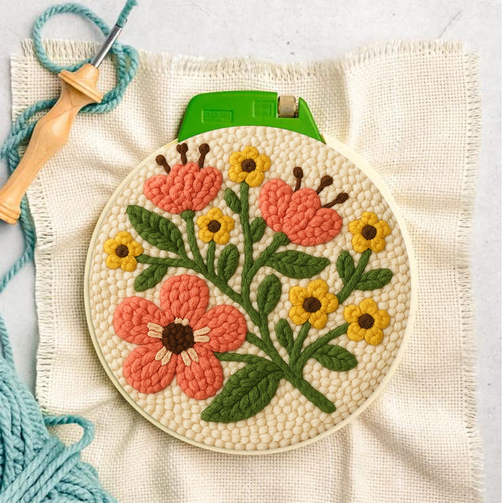 Peach-toned Floral Cluster Punch Needle Kit – Soothing Decor Addition | Unfussy Handcraft Work - image 2