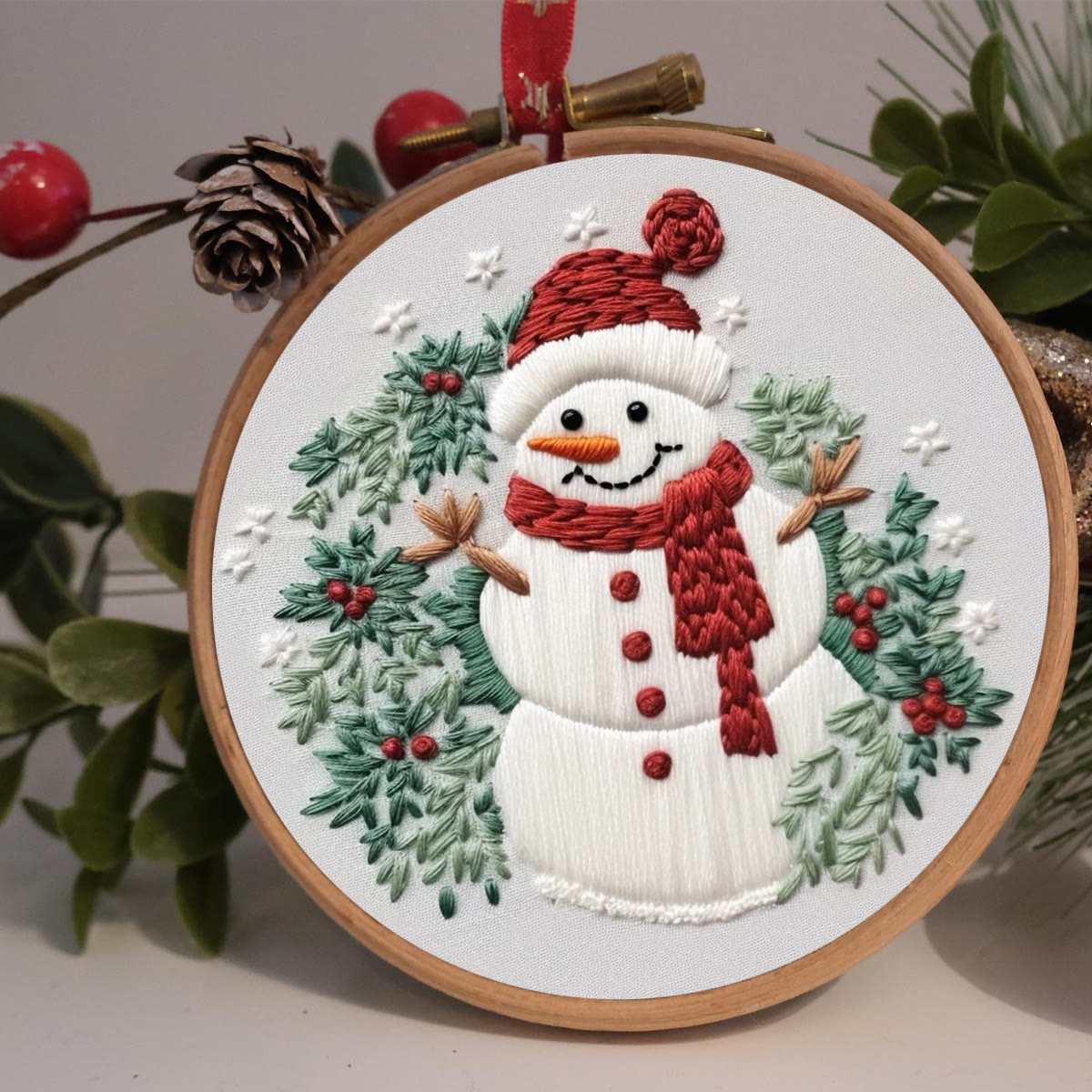 Rubbyoo Embroidery Kit - Cute Snowman | Winter Needle Craft | Handmade Holiday Gift - image 4