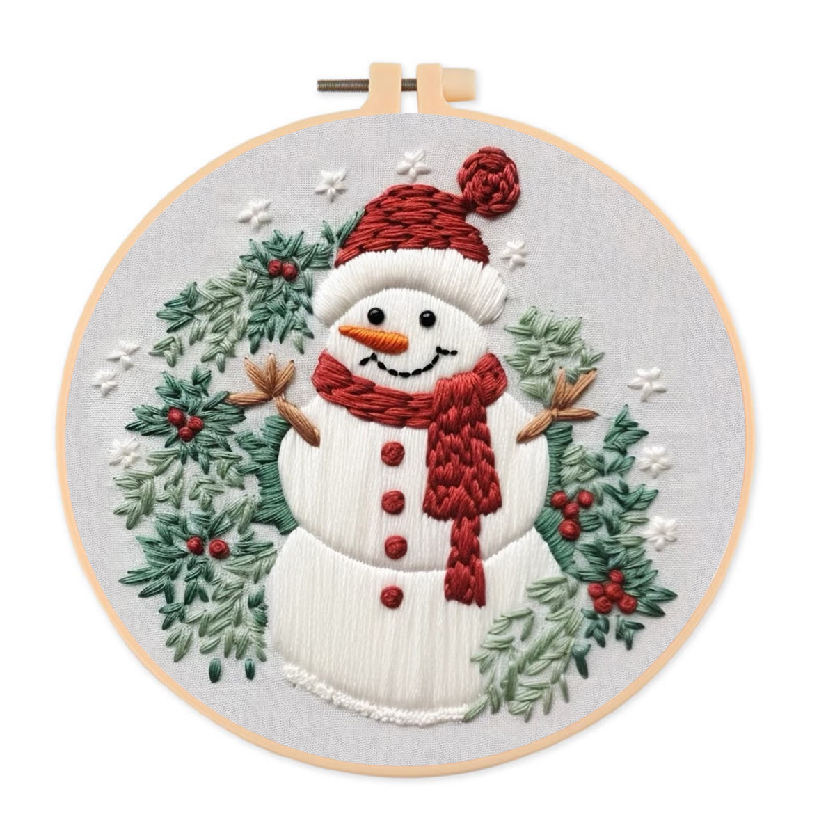 Rubbyoo Embroidery Kit - Cute Snowman | Winter Needle Craft | Handmade Holiday Gift - 20*20cm - image 1