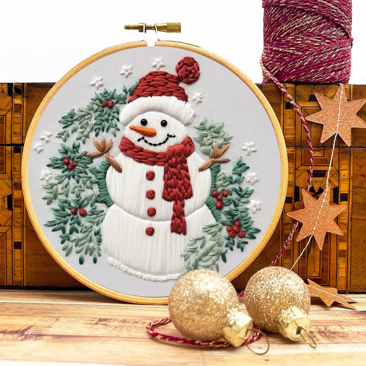 Rubbyoo Embroidery Kit - Cute Snowman | Winter Needle Craft | Handmade Holiday Gift - image 3