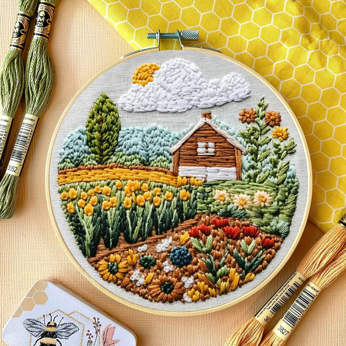 Rubbyoo Embroidery Kit - Pastoral Scenery | Diy Landscape Craft | Easy Art Hoop Kit  - image 9
