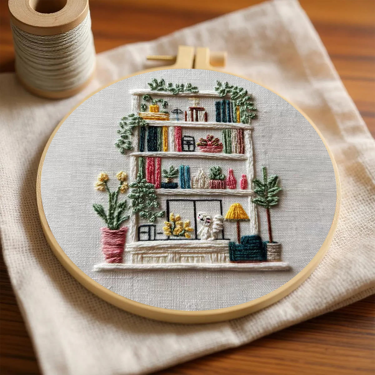 Rubbyoo Embroidery Kit - Bookshelf | Diy Decoration For Book Lover | Handmade Hoop Art  - image 5