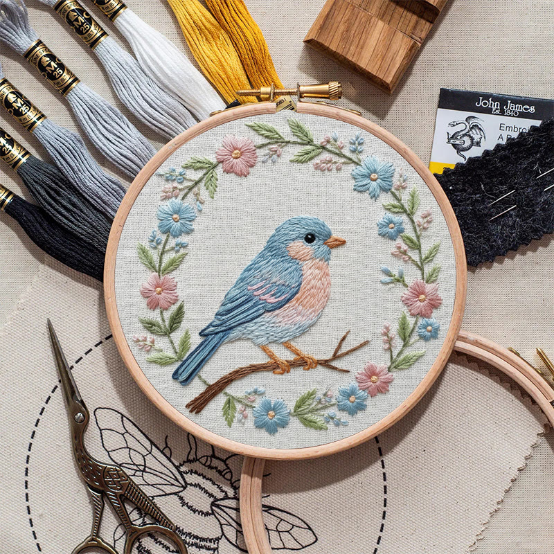 Rubbyoo Embroidery Kit - Floral Bird | Diy Starter Craft | Beginner Needle Art - image 8
