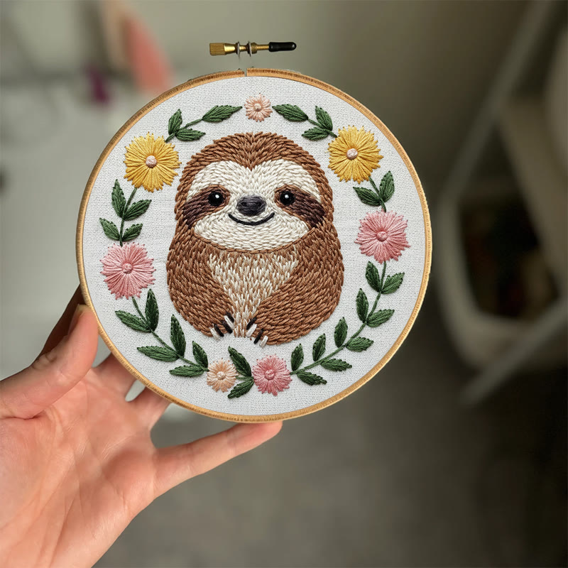 Rubbyoo Embroidery Kit - Smiling Sloth | Diy Stitch Craft | Handmade Gift For Animal Lovers - image 3