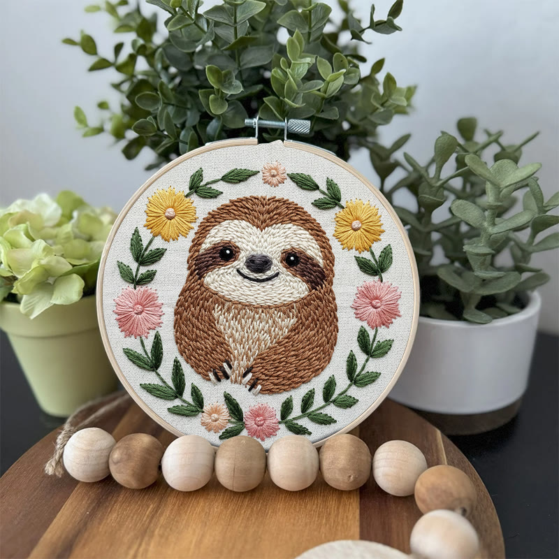 Rubbyoo Embroidery Kit - Smiling Sloth | Diy Stitch Craft | Handmade Gift For Animal Lovers - image 5
