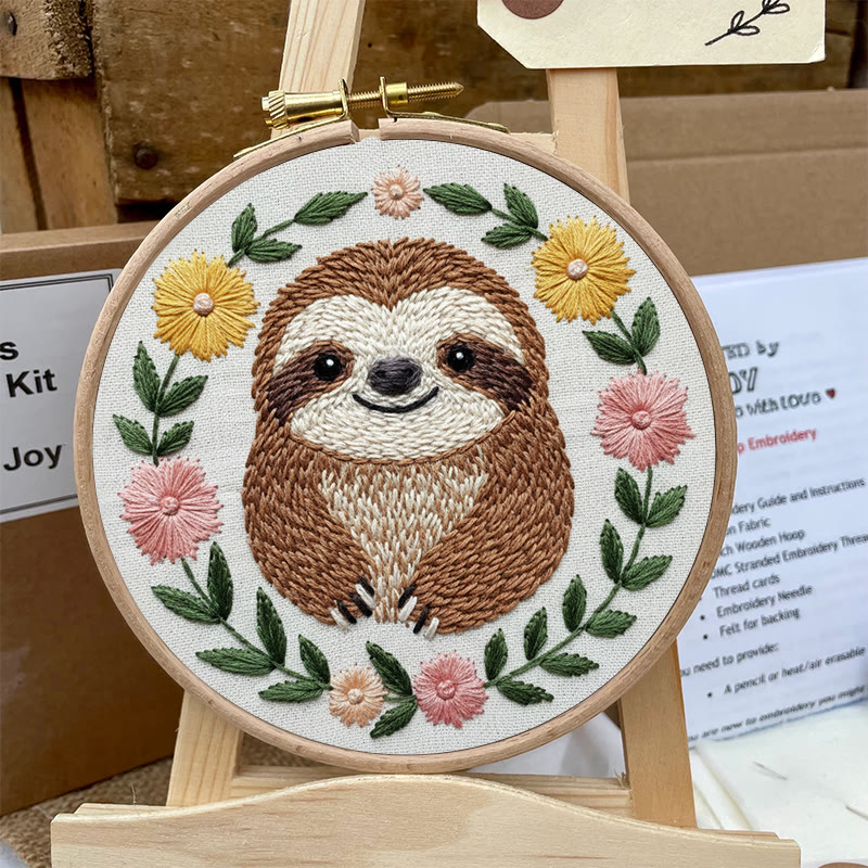 Rubbyoo Embroidery Kit - Smiling Sloth | Diy Stitch Craft | Handmade Gift For Animal Lovers - image 6