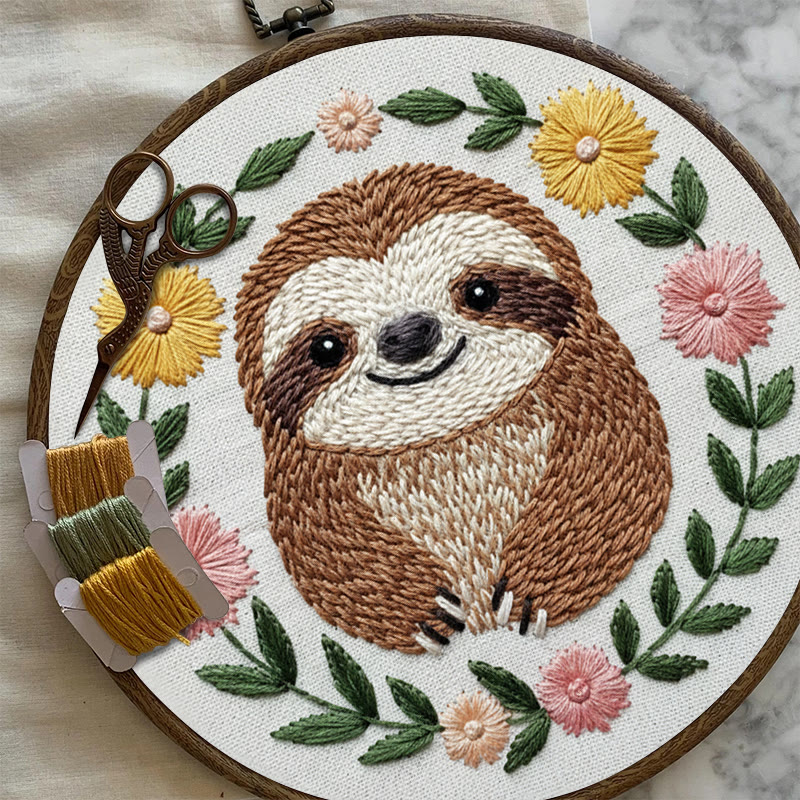 Rubbyoo Embroidery Kit - Smiling Sloth | Diy Stitch Craft | Handmade Gift For Animal Lovers - image 9