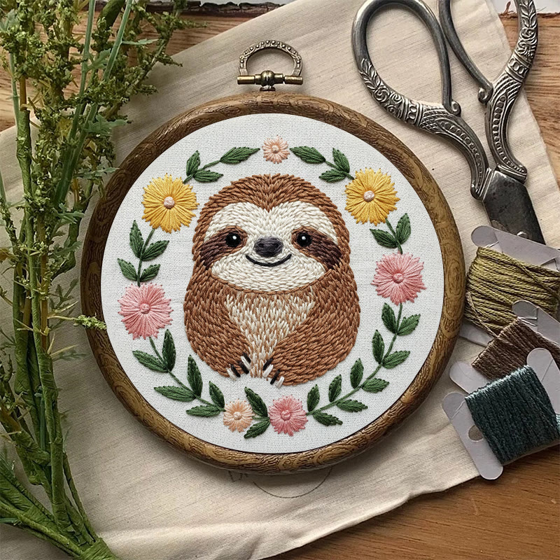 Rubbyoo Embroidery Kit - Smiling Sloth | Diy Stitch Craft | Handmade Gift For Animal Lovers - image 8
