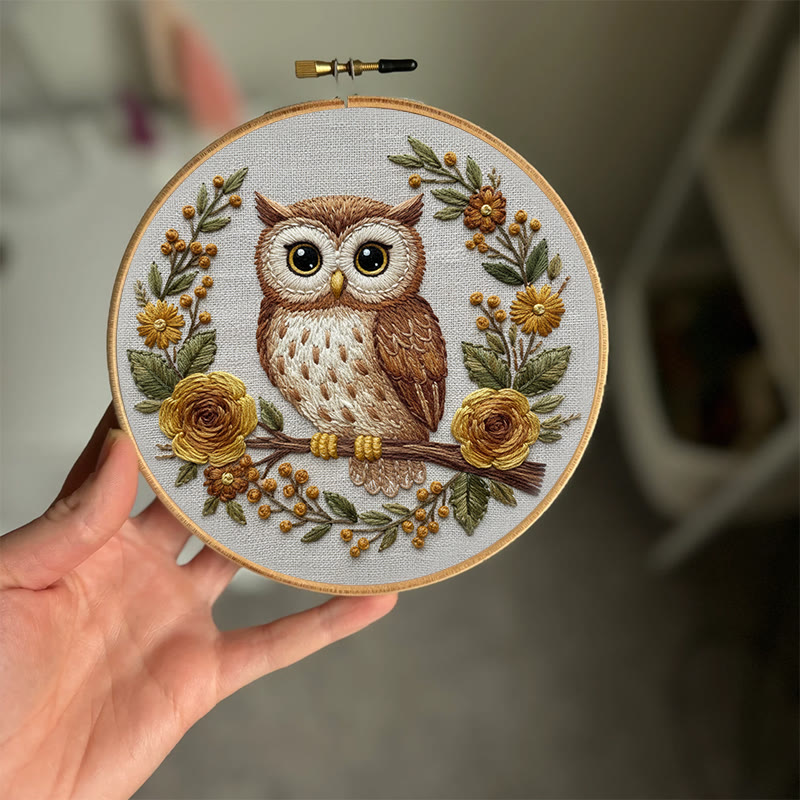 Rubbyoo Embroidery Kit - Flower Owl | Cute Animal Art | Handmade Desk Decor - image 2