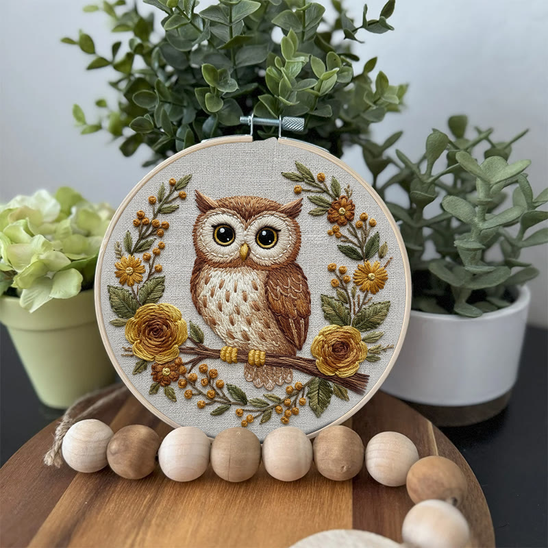 Rubbyoo Embroidery Kit - Flower Owl | Cute Animal Art | Handmade Desk Decor - image 4