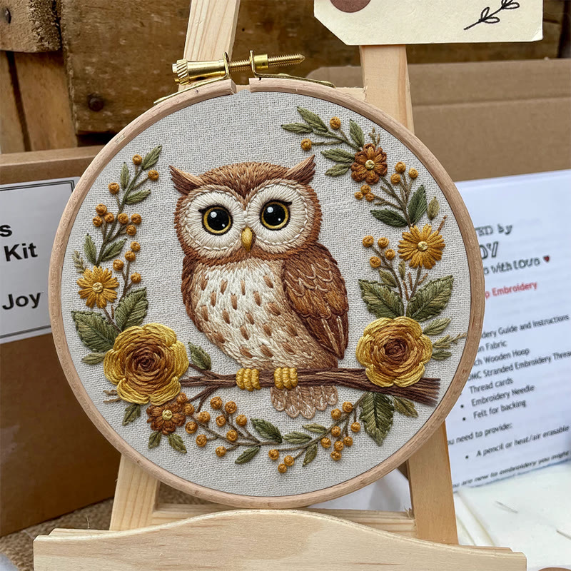 Rubbyoo Embroidery Kit - Flower Owl | Cute Animal Art | Handmade Desk Decor - image 6