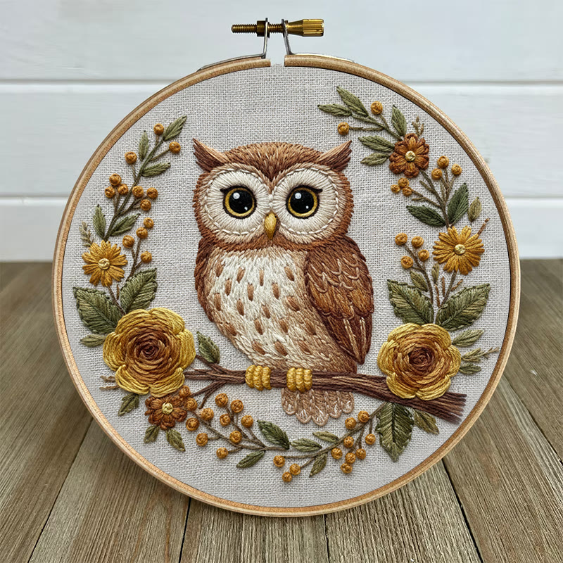 Rubbyoo Embroidery Kit - Flower Owl | Cute Animal Art | Handmade Desk Decor - image 5