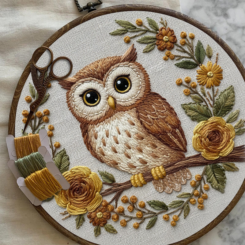 Rubbyoo Embroidery Kit - Flower Owl | Cute Animal Art | Handmade Desk Decor - image 9