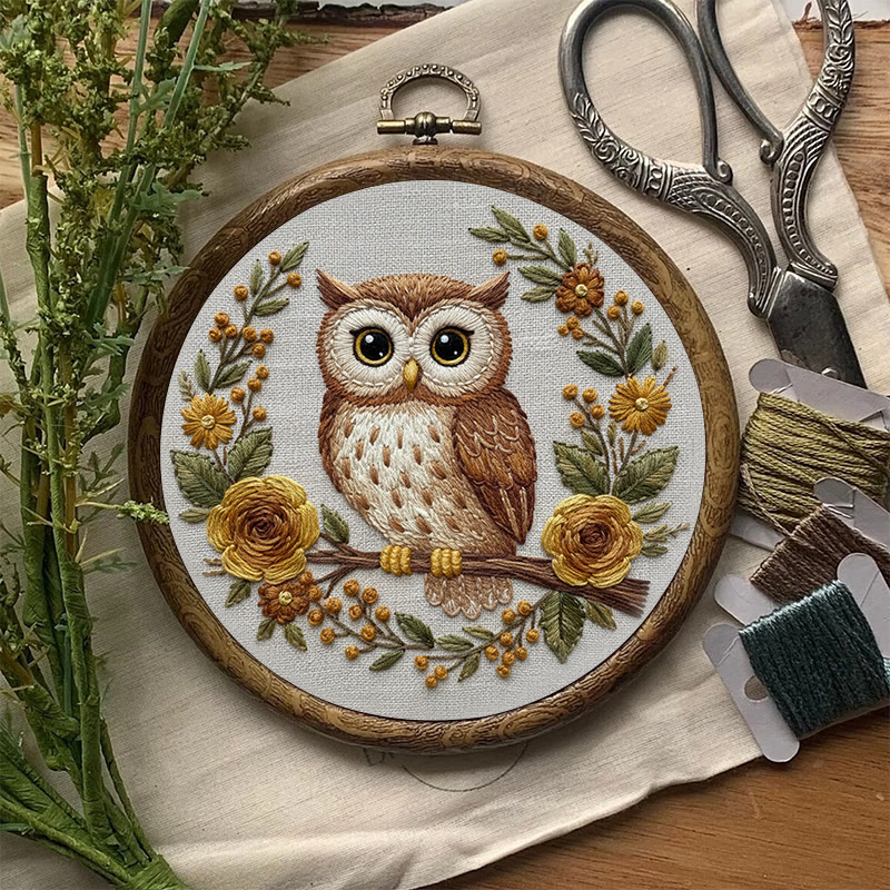 Rubbyoo Embroidery Kit - Flower Owl | Cute Animal Art | Handmade Desk Decor - image 7