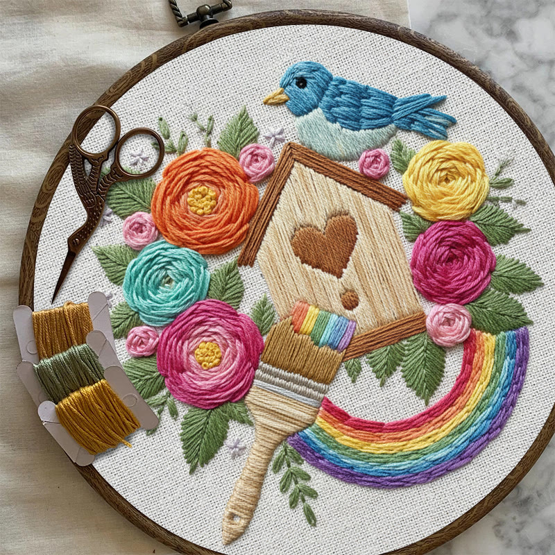 Rubbyoo Embroidery Kit - Printing House | Floral Stitch Craft | Unique Room Ornament - image 9