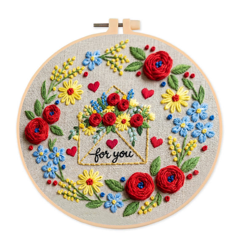 Rubbyoo Embroidery Kit - Love Letter | Diy Valentine Day Gifts | Handmade Art For Lover - 20*20cm - image 1