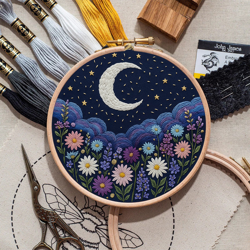Rubbyoo Embroidery Kit - Shining Starry Sky | Night Hoop Art | Unique Handmade Craft  - image 3