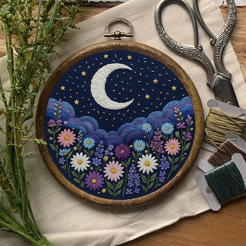 Rubbyoo Embroidery Kit - Shining Starry Sky | Night Hoop Art | Unique Handmade Craft  - image 2