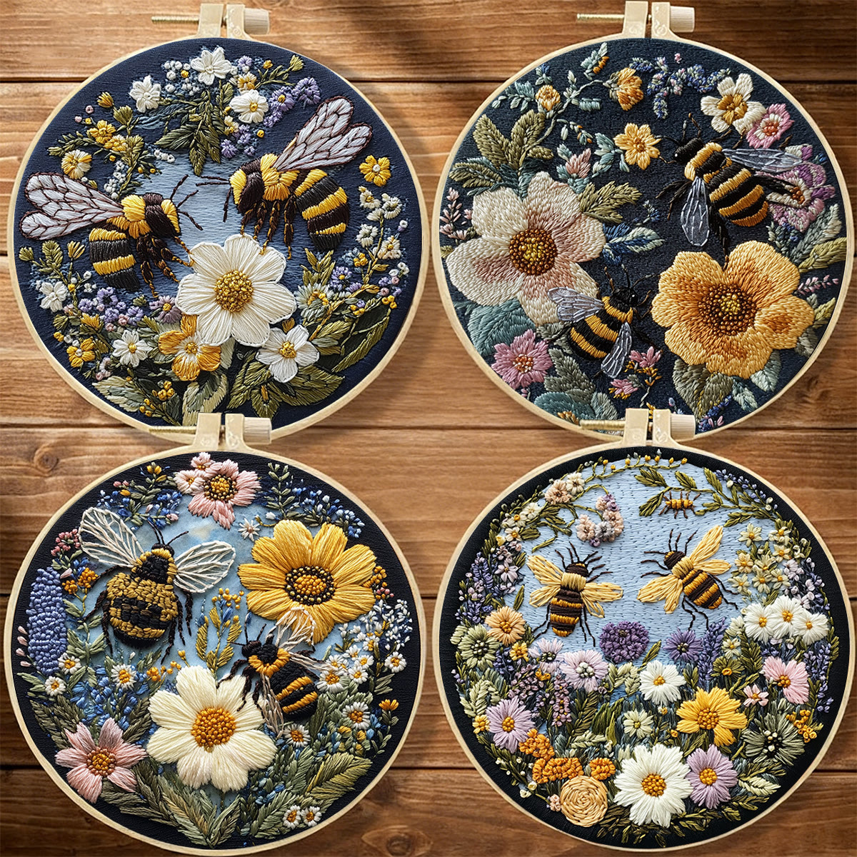 Rubbyoo Embroidery Kit - Floral Bee Series |  Unique Animal Collection  | Diy Craft Kit For Beginner - image 1