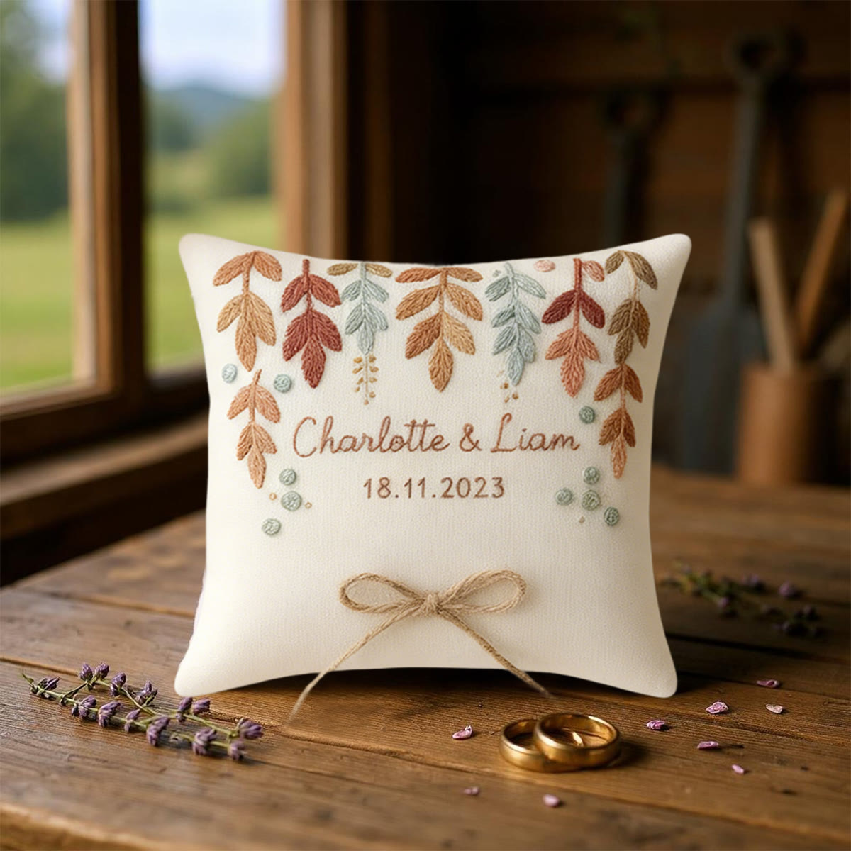 Rubbyoo Personalized Ring Bearer Pillow Embroidery Kit - Multicolored Leaf Decor | Beginner Handmade Gift | Gifting Favorite - image 8