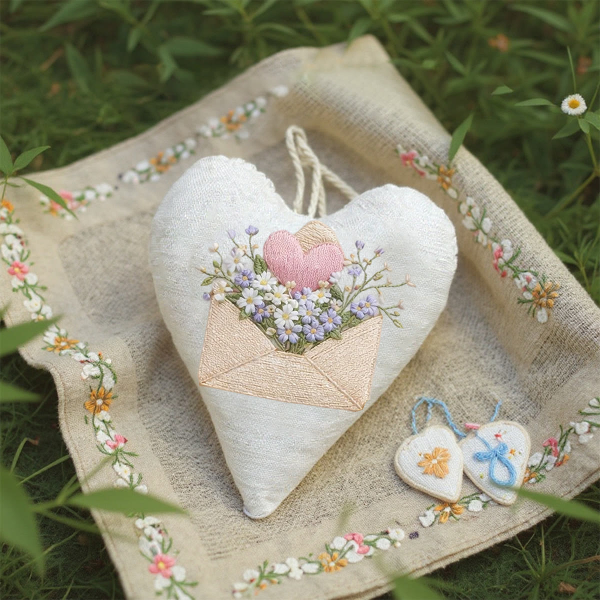 Rubbyoo Heart Embroidery Kit - Envelope Flower Heart | Charming Handmade Gift | Diy Needlecraft - image 2