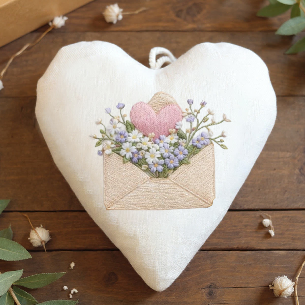 Rubbyoo Heart Embroidery Kit - Envelope Flower Heart | Charming Handmade Gift | Diy Needlecraft - 6 inches hoop kit - image 1