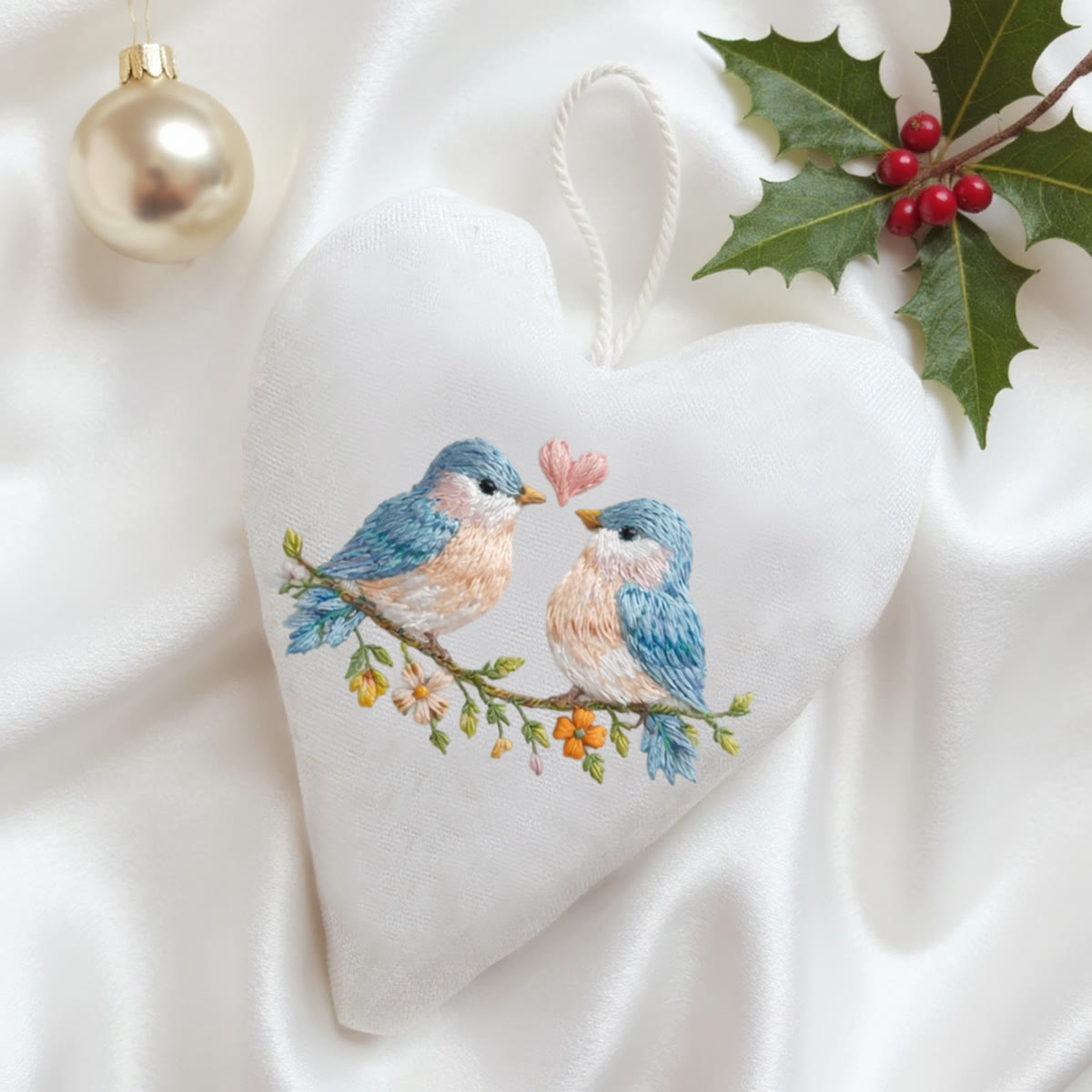 Rubbyoo Heart Embroidery Kit - Twin Birds Heart | Cute Hanging Ornament | Beginner-friendly Diy - image 3