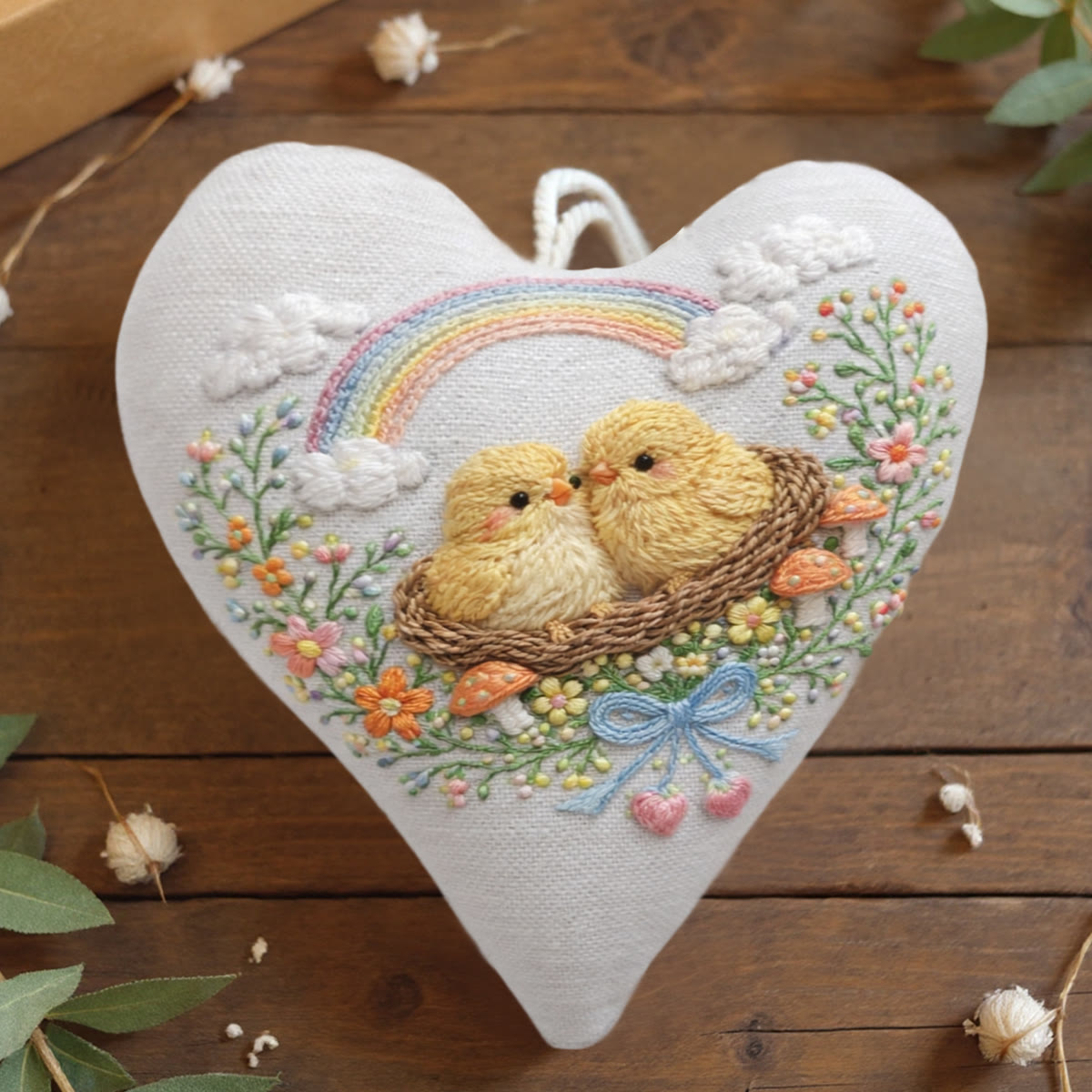 Rubbyoo Heart Embroidery Kit - Rainbow Nest Chicks | Exquisite Embroidery Craft | Top Gifting Pick - 6 inches hoop kit - image 1