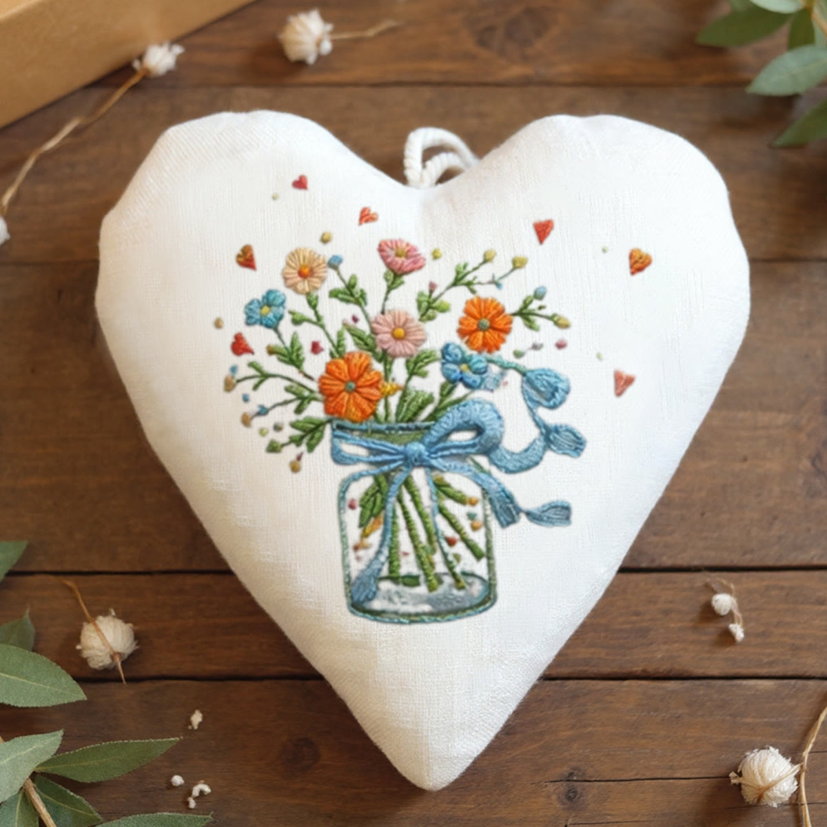 Rubbyoo Heart Embroidery Kit - Glass Vase Bouquet Mini Hearts | Refined Stitchwork Craft | Top Choice For Gifting - 6 inches hoop kit - image 1