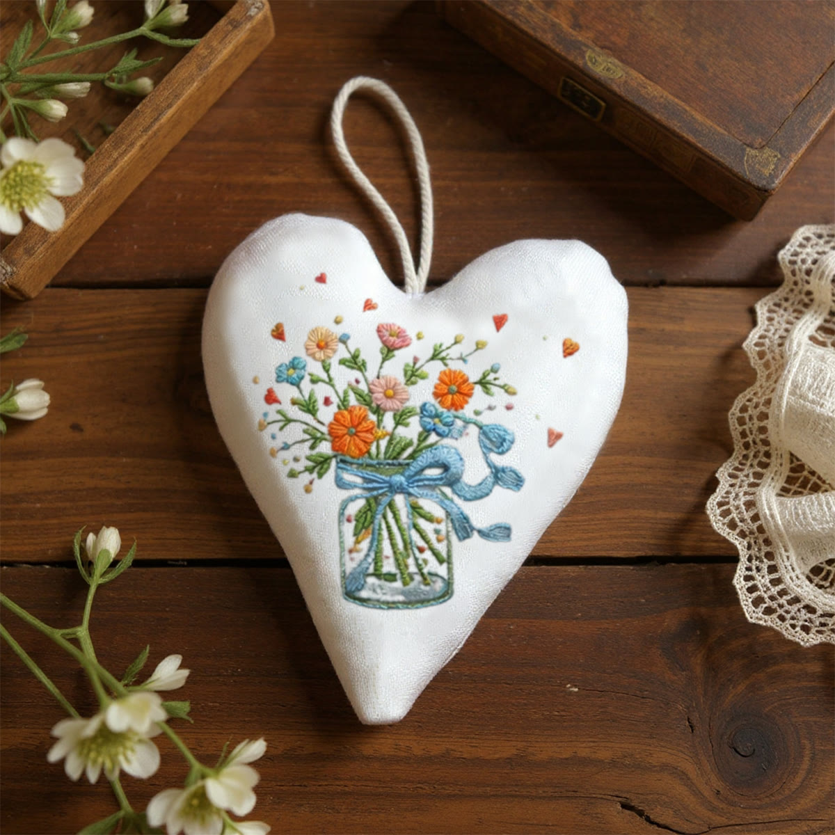 Rubbyoo Heart Embroidery Kit - Glass Vase Bouquet Mini Hearts | Refined Stitchwork Craft | Top Choice For Gifting - image 8